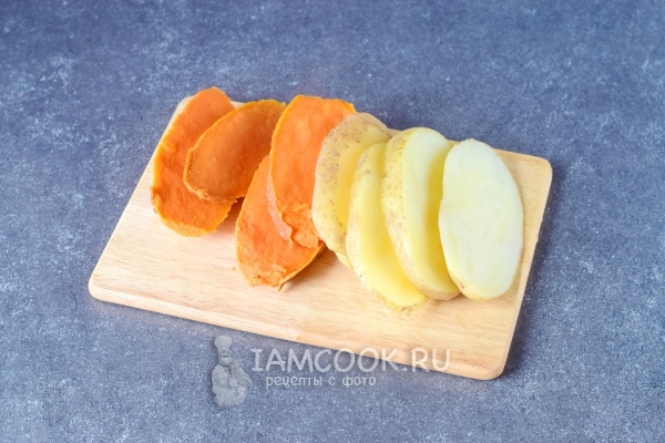 Порезать картофель и батат