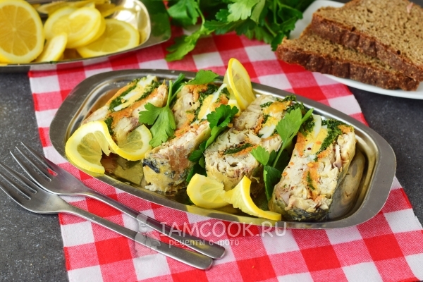 Фото фаршированной скумбрии с желатином