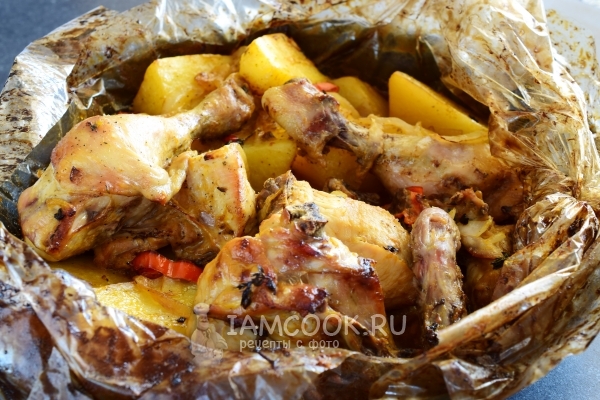 Курица с картошкой в духовке в пакете для запекания