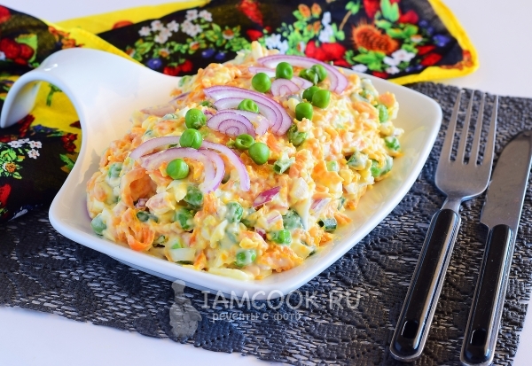 Фото салата из отварных моркови и зеленого горошка