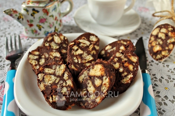 Рецепт сладкой колбаски из печенья как в детстве