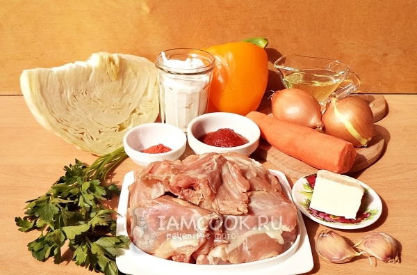 Ингредиенты для тушеного кролика с капустой