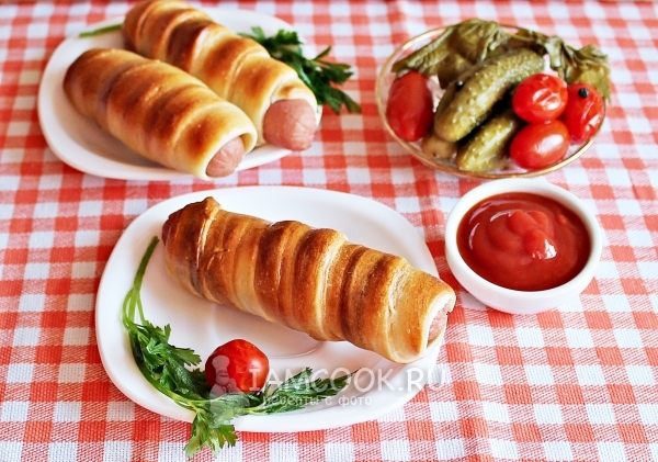 Рецепт сосисок в тесте без дрожжей