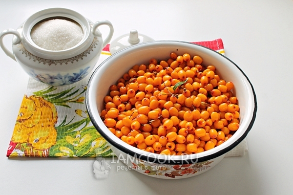 Ингредиенты для варенья из облепихи «Пятиминутка»