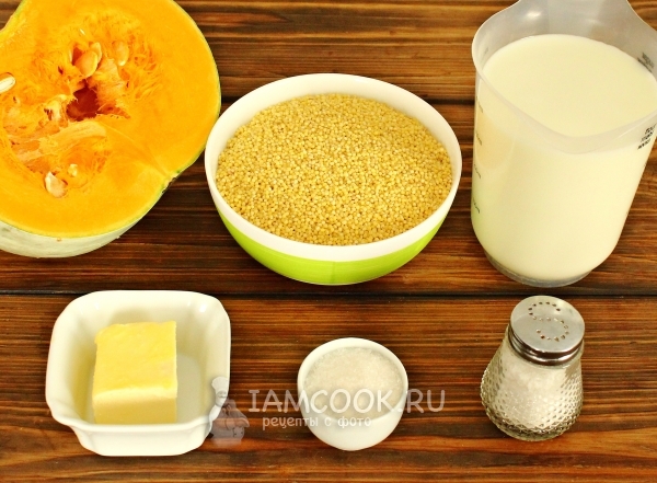 Ингредиенты для пшенной каши с тыквой в мультиварке