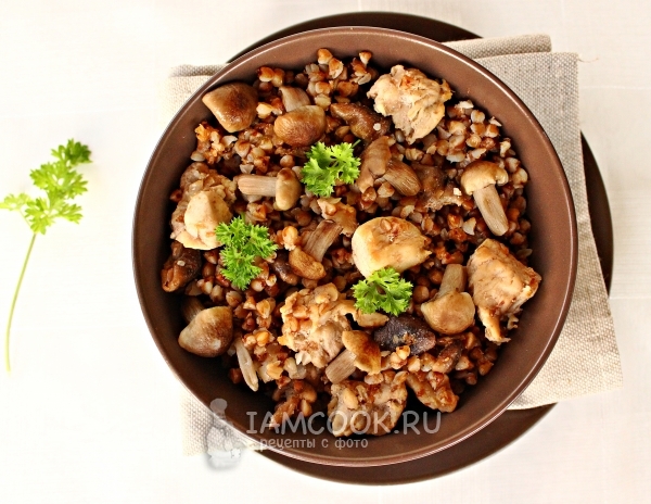 Фото гречки с мясом и грибами