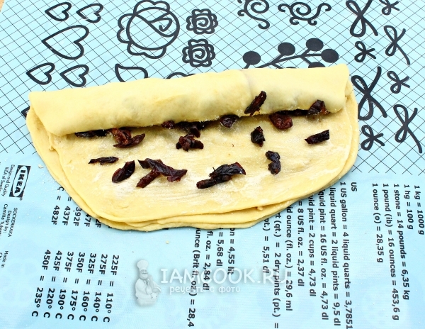 Свернуть тесто в рулет