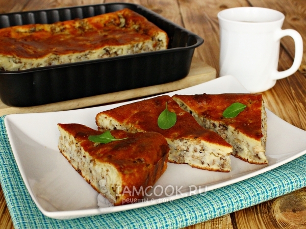 Фото заливного пирога с рисом и сайрой