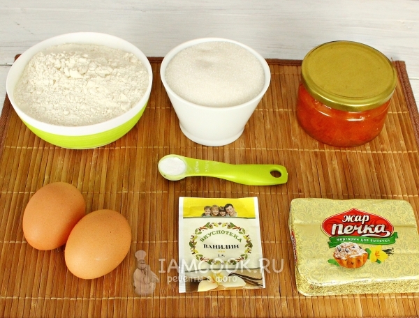 Ингредиенты для тёртого пирога с вареньем на маргарине