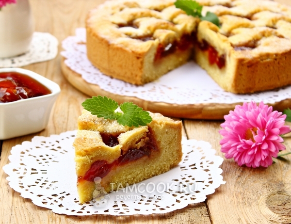 Рецепт открытого пирога с вареньем