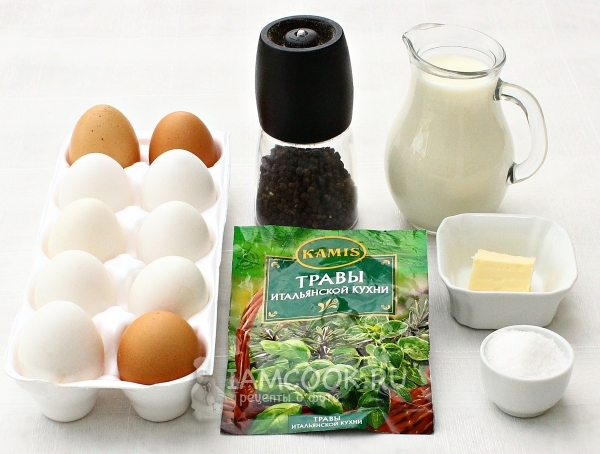 Ингредиенты для пышного омлета в мультиварке
