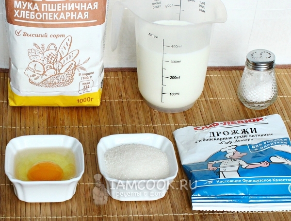 Ингредиенты для дрожжевых лепёшек на сковороде