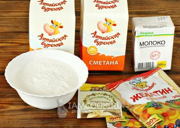Ингредиенты для сметанного крема с желатином