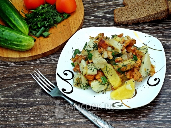 Рецепт жареной картошки с замороженными грибами