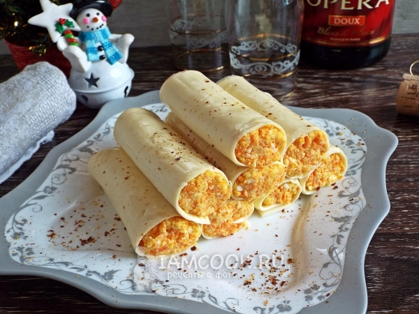 Фото сырных рулетиков с пикантной начинкой