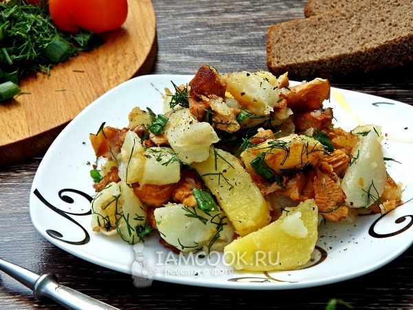 Фото жареной картошки с замороженными грибами