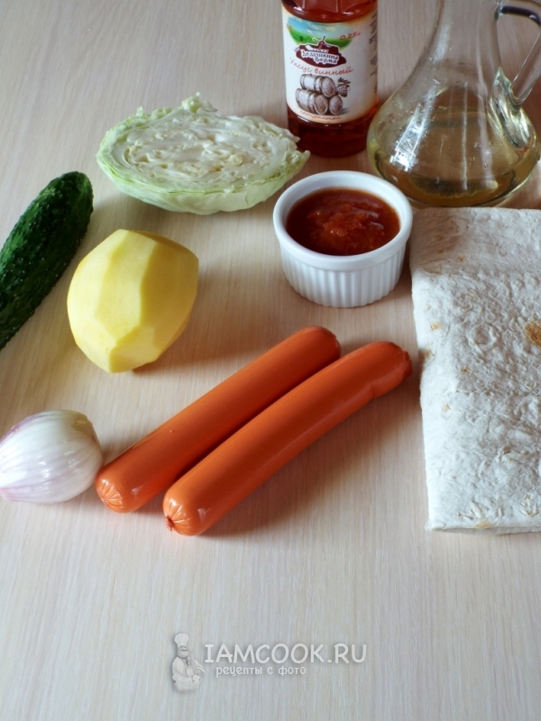 Ингредиенты для шаурмы с сосиской в домашних условиях