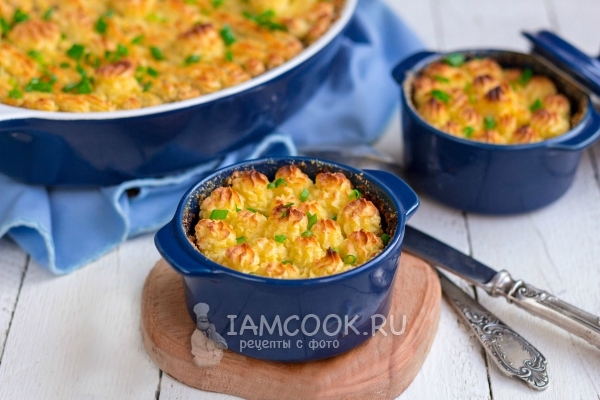 Фото картофельной запеканки с курицей и грибами в духовке