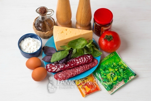 Ингредиенты для пиццы «Минутка» на сковороде