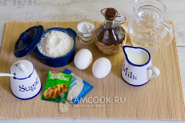 Ингредиенты для пасхальной корзинки из теста