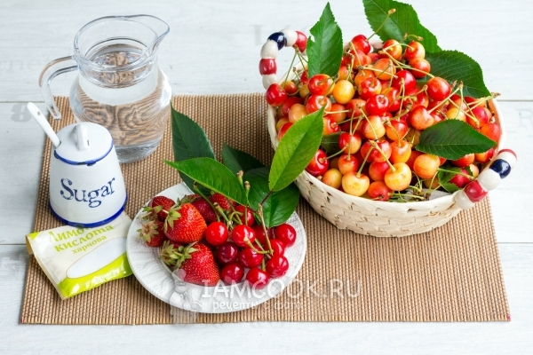 Ингредиенты для компота из черешни на зиму