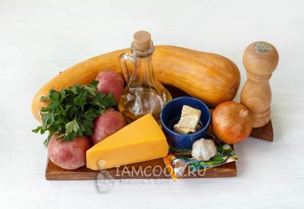 Ингредиенты для тыквы, запеченной с картошкой в духовке