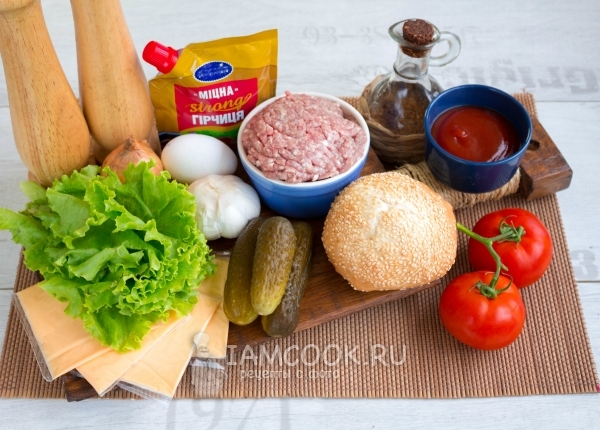 Ингредиенты для крабсбургера