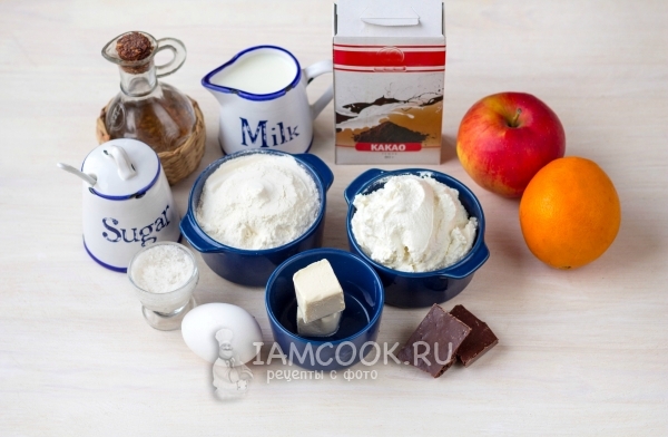 Ингредиенты для сладких роллов из блинов