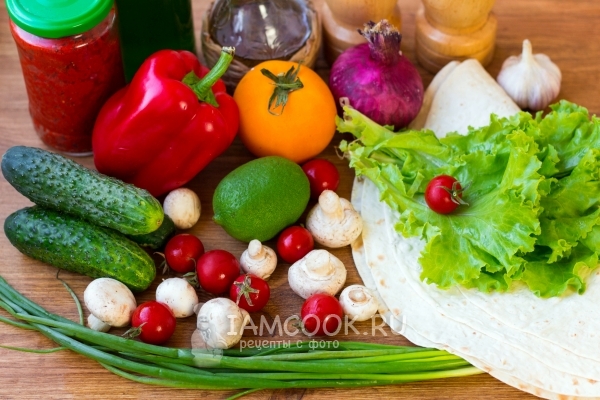 Ингредиенты для вегетарианской шаурмы