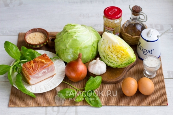 Ингредиенты для пирога с капустой из дрожжевого теста