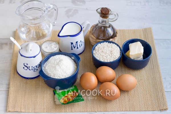 Ингредиенты для пирожков с рисом и яйцом