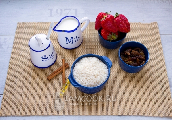 Ингредиенты для австралийского рисового пудинга