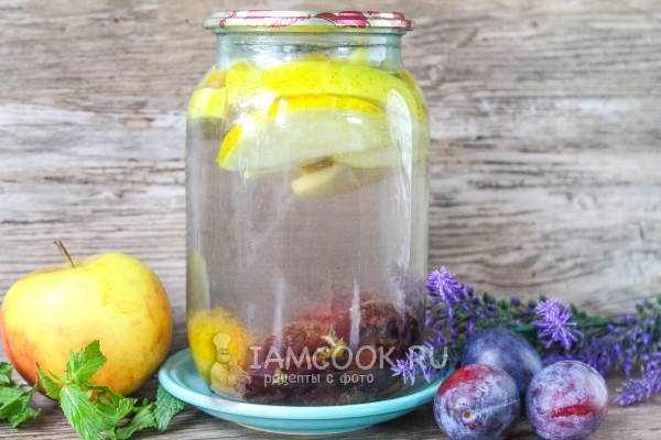 Фото компота из яблок и слив на зиму
