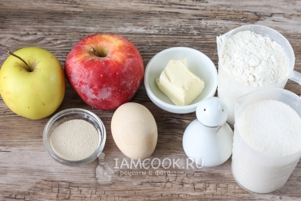 Ингредиенты для пирога с яблоками из дрожжевого теста