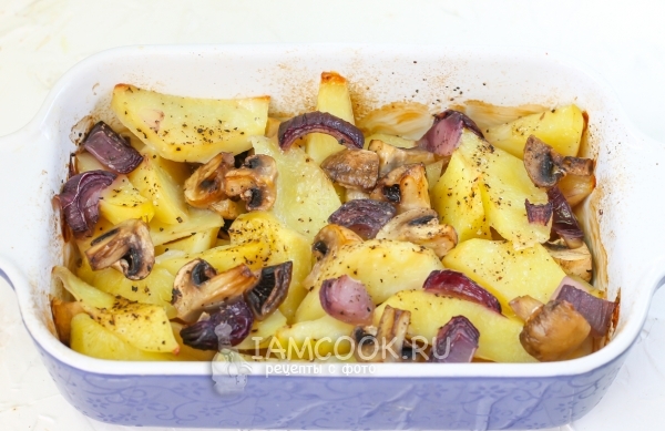 Рецепт картошки, запеченной с грибами в духовке