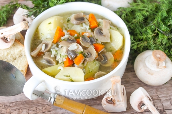Рецепт грибного супа с рисом