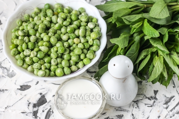 Ингредиенты для горохового супа-пюре со сливками и мятой