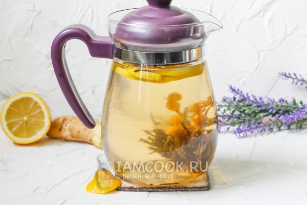 Готовый зелёный чай с имбирем и лимоном