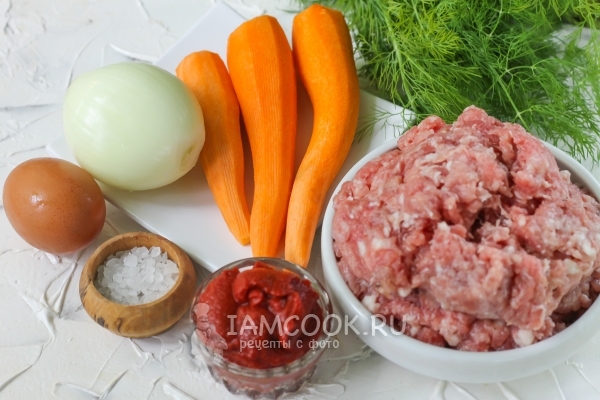 Ингредиенты для фрикаделек с подливкой в духовке