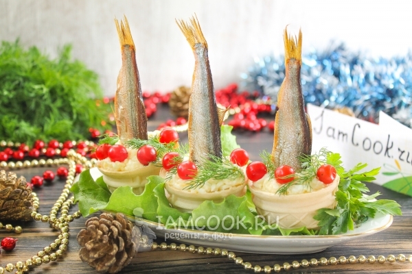 Рецепт мини-закуски «Рыбки в пруду»