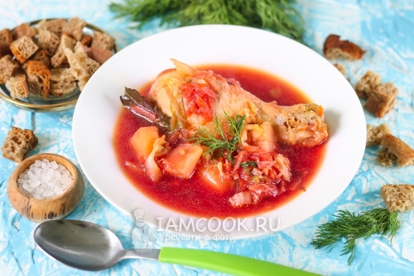 Фото борща с курицей в мультиварке