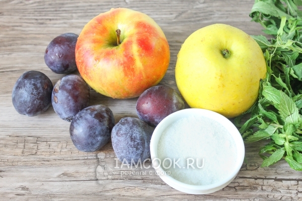 Ингредиенты для компота из яблок и слив на зиму