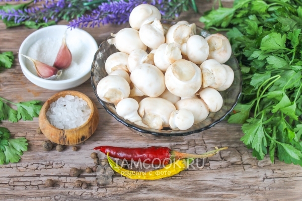 Ингредиенты для маринованных белых шампиньонов