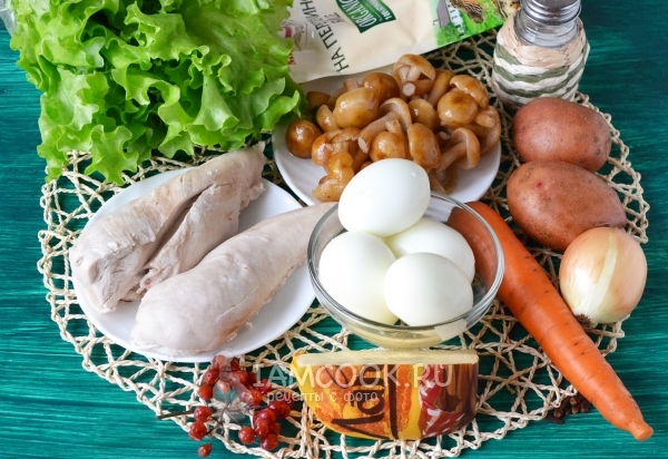 Ингредиенты для салата «Курочка»