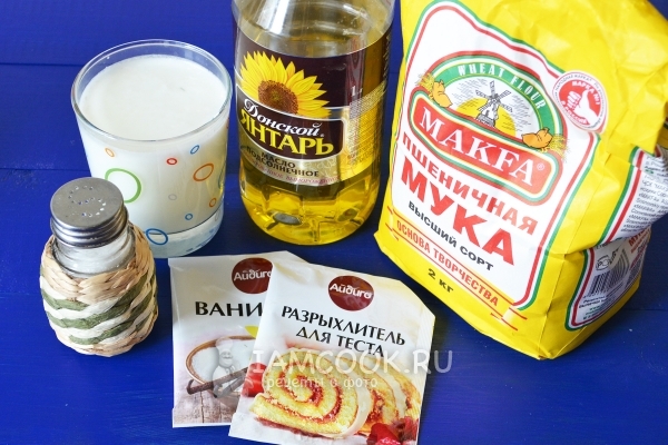 Ингредиенты для блинов на кислом молоке без яиц