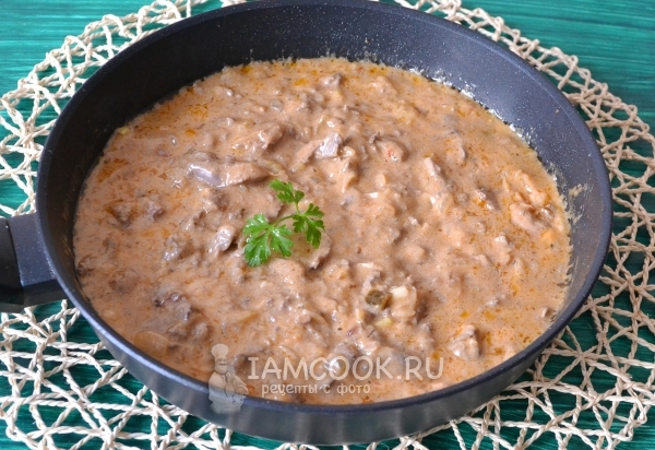Рецепт бефстроганов из куриной печени