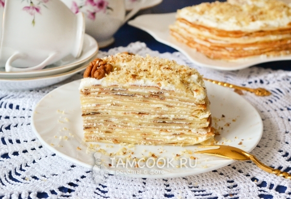 Фото блинного торта с творожным кремом