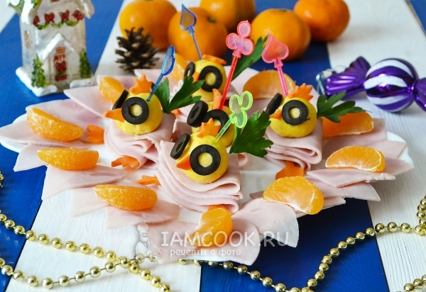 Фото новогодних канапе «Цыплята»