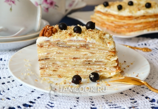Рецепт блинного торта с творожным кремом