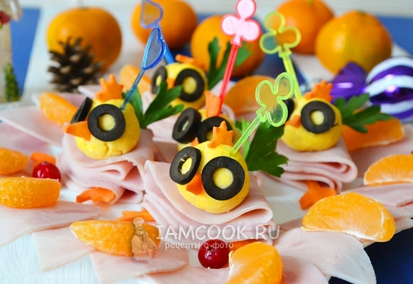 Рецепт новогодних канапе «Цыплята»